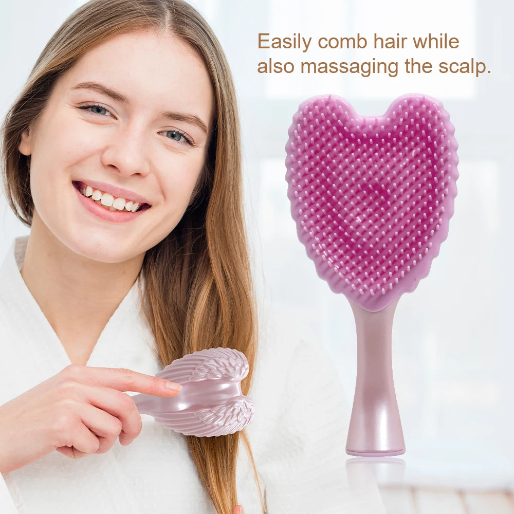 Mini Angel Detangling Hair Brush Silicone Shampoo Brush Head Scalp Massage Combs For Valentine's Day Anniversary Gifts For Woman