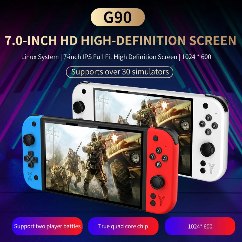 G90 7-inch 64GB 4000mAh portable handheld game console arcade suitable for PSP/PS1 retro TV game controller boys' gift