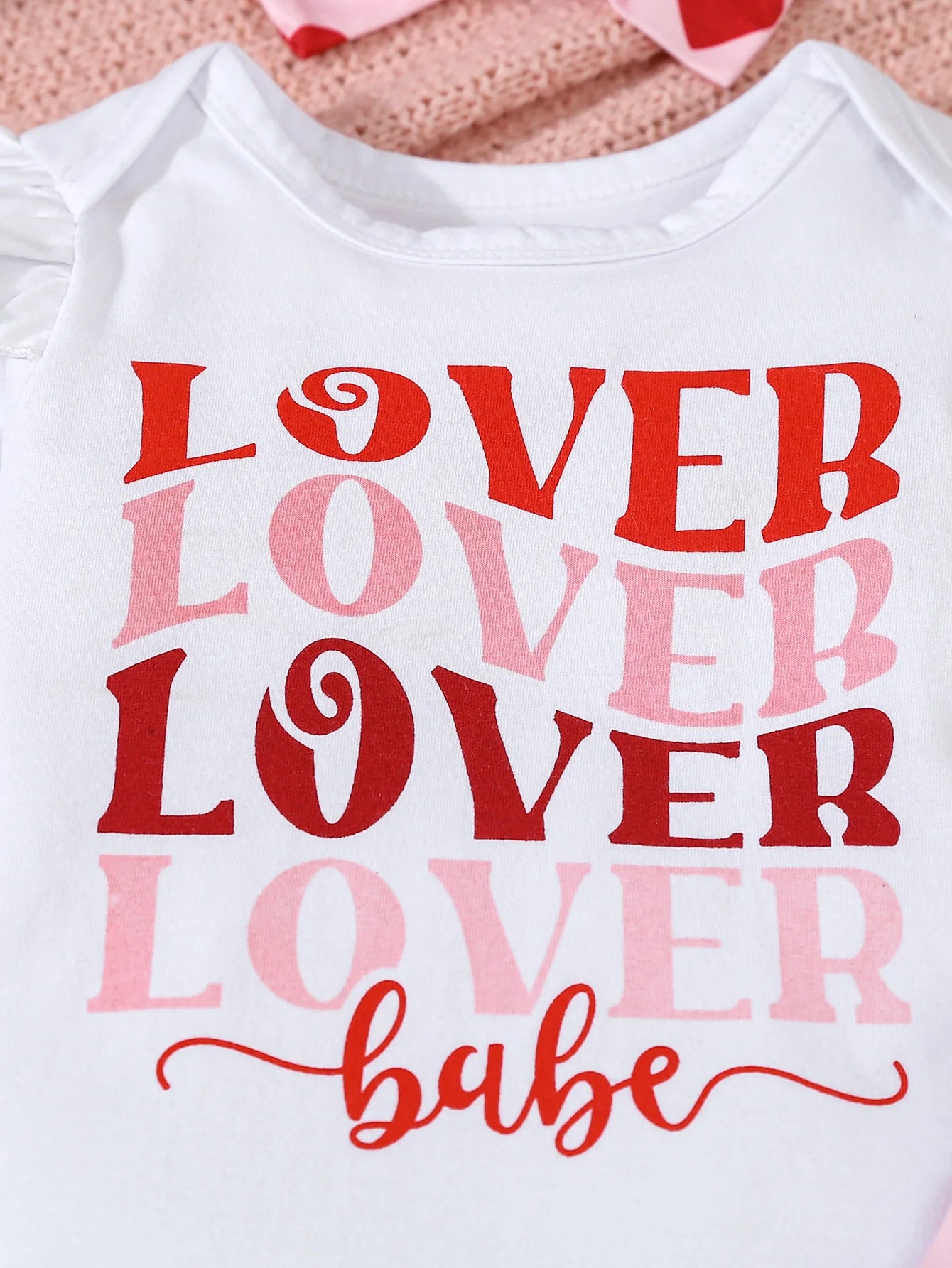 Newborn Baby Girl Clothing Set Letter Print Jumpsuit Heart Bell-bottoms  Headband 3pcs Toddler Baby Girl Clothes Valentine's Day