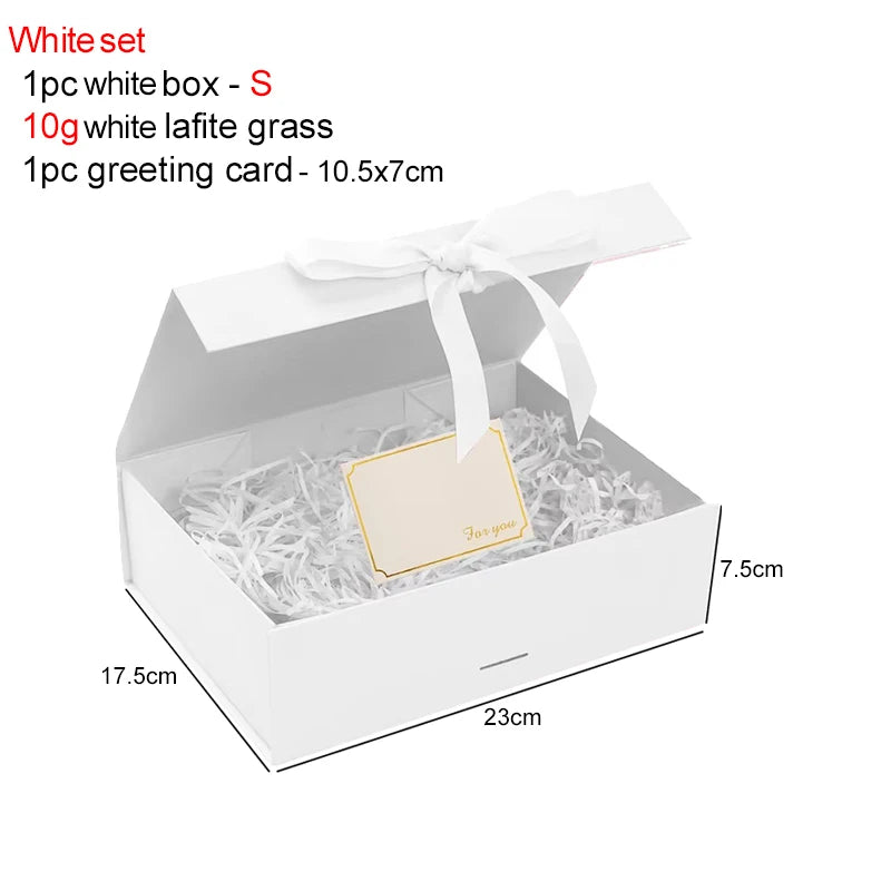 Magnetic Gift Box Kit With Lafite Grass And Greeting Cards Multiple Color Sizes Party Valentine's Day Gifts Folding Box TMZ