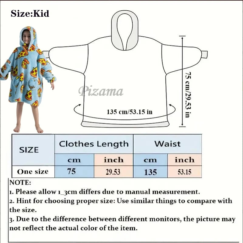 Oversize Winter Sherpa Blanket Plush Polar Fleece Family Matching Hoodie Girl Sweatshirt Homewear Avocado Animal Print Outwear