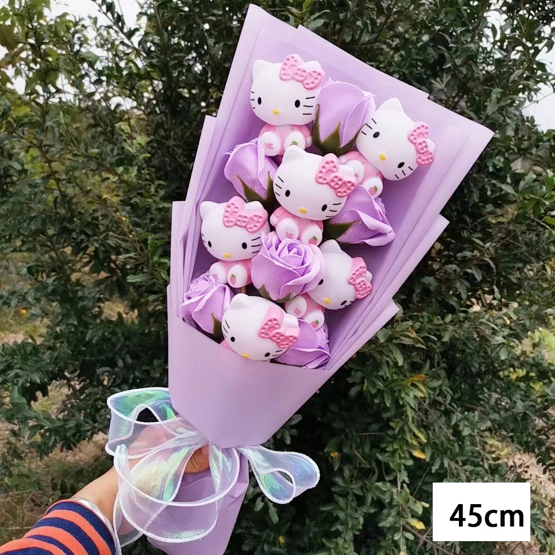 Hello Kitty Plush Doll Bouquet Sanrio Christmas Gifts Cartoon Kt Cat Stuffed Plushies Woman Valentine's Day Birthday Kids Gifts