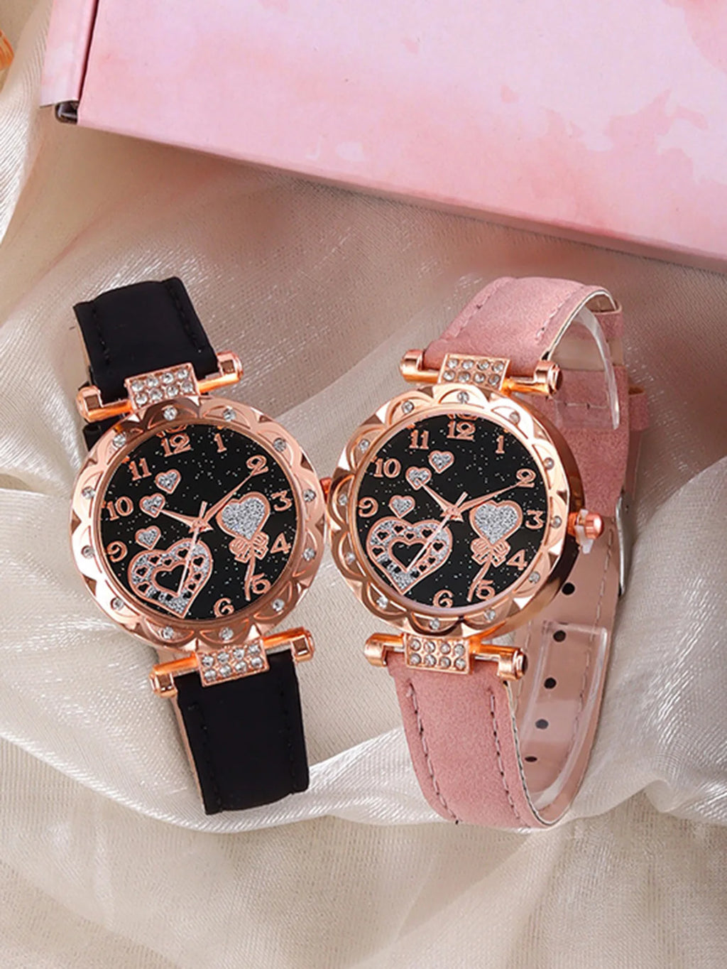 Women's quartz watch and heart-shaped bracelet set, suitable for daily wear, Valentine's Day gift, does not include the box