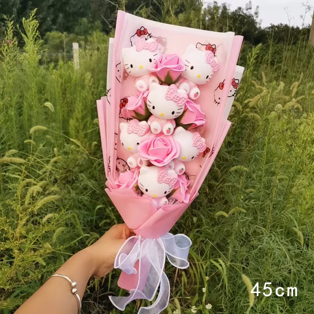 Hello Kitty Plush Doll Bouquet Sanrio Christmas Gifts Cartoon Kt Cat Stuffed Plushies Woman Valentine's Day Birthday Kids Gifts