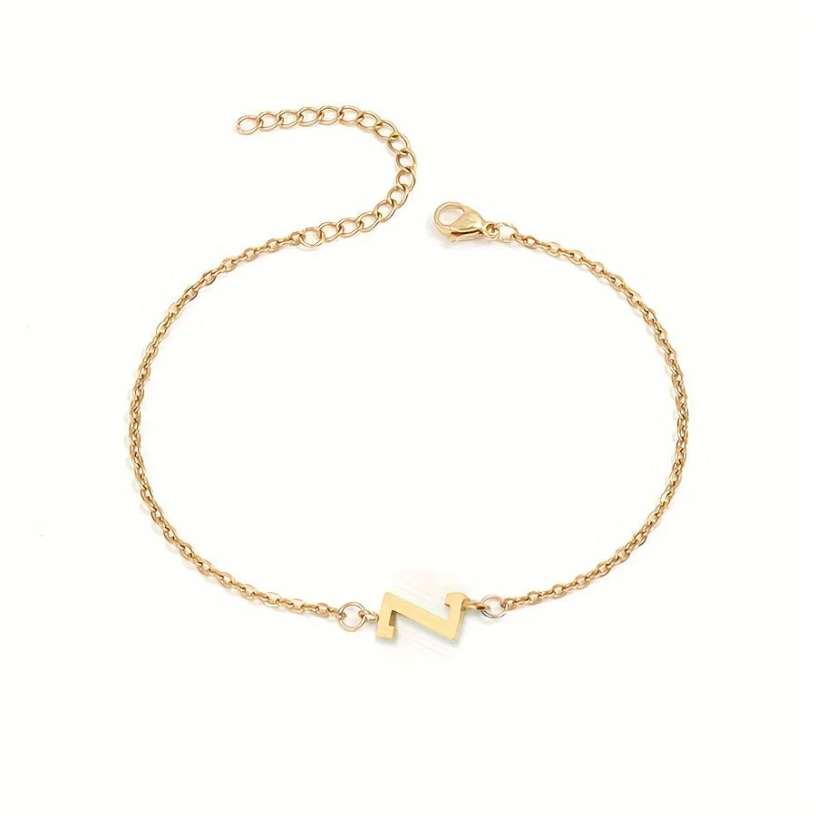 1pc Letter Shape Beads Thin Chain Bracelet, Simple Minimalist Hand Chain Unisex Jewelry Decoration