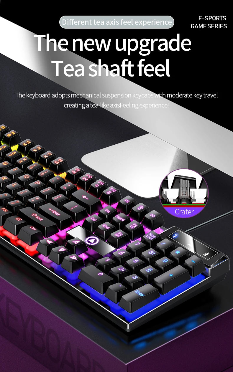 YINDIAO K500 Wired  Keyboard Gaming  Laptop Desktops PC Computer Office Accessories Low Profile Gamer Keyboards With Numpad