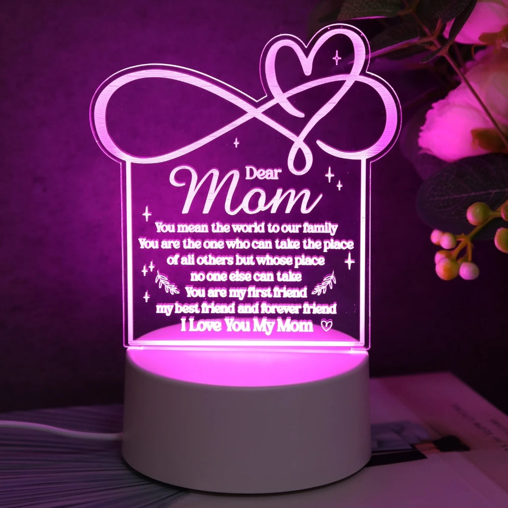 USB powered Love Mom Night Light, the ideal gift for mothers on birthdays, Christmas, Mother's Day, and Thanksgiving!