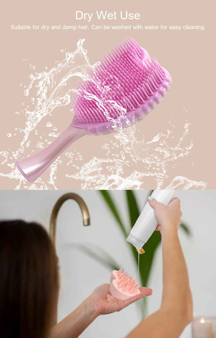 Mini Angel Detangling Hair Brush Silicone Shampoo Brush Head Scalp Massage Combs For Valentine's Day Anniversary Gifts For Woman