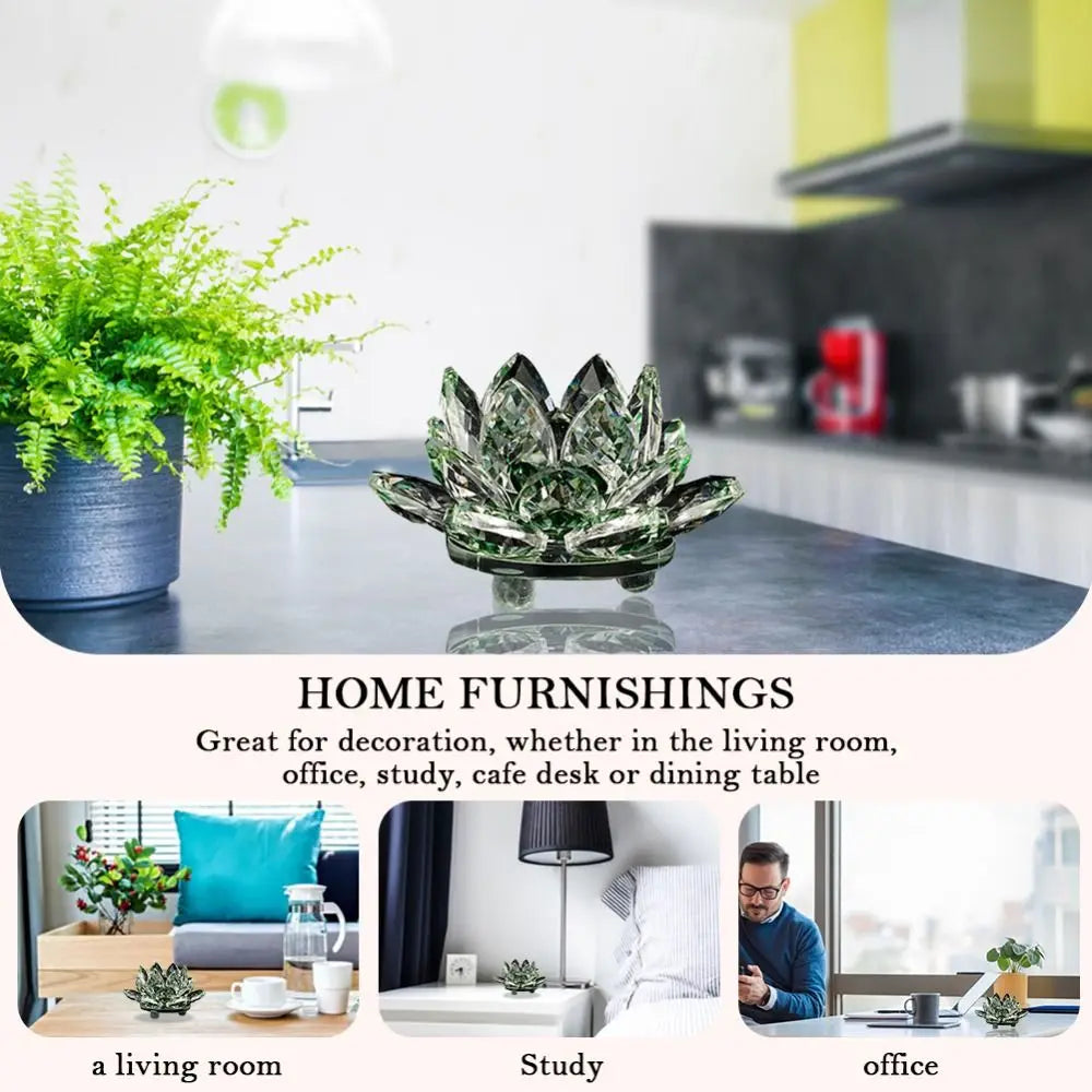 Feng shui Quartz Crystal Lotus Flower Crafts Glass Paperweight Ornaments Figurines Home Wedding Party Decor Gifts Souvenir