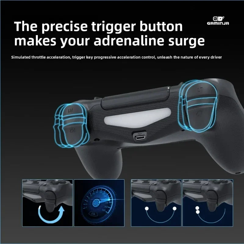 GAMINJA Wireless Gamepad with 6-Axis Gyroscope Dual Vibration Touch Pad - Bluetooth Controller for PS4 PS3 Console And PC