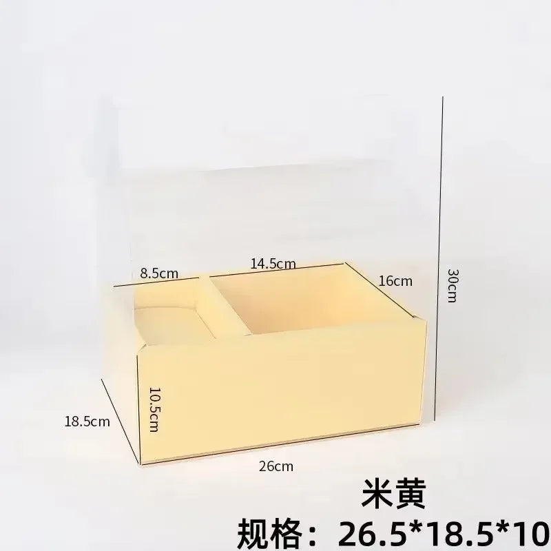 Valentine's Day Flower Cake Gift Box Pink PVC Transparent Hand-held Integrated Cake Box Baking Packaging Gift Fruit Flower Boxes