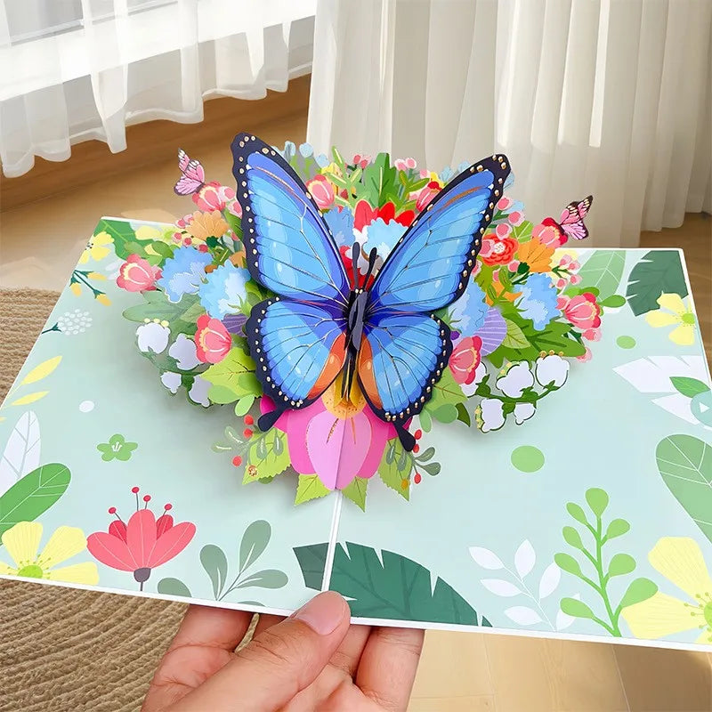 3D Butterfly Pop Up Greeting Cards Postcard For Valentine's Day, Mother, Anniversary, Wedding Invitation Greeting, Birthday Gift