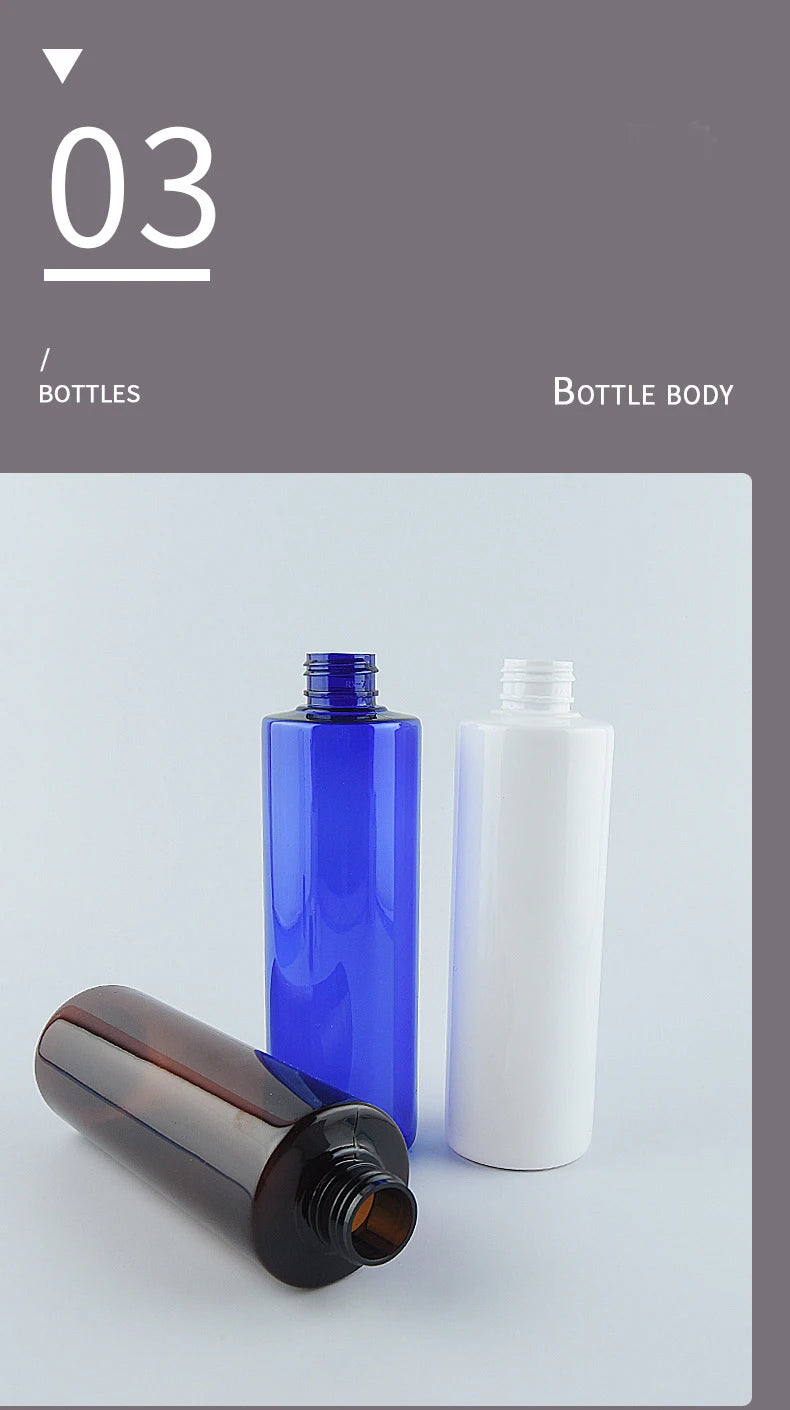 10pcs 120ML 200ML 250ML Empty Plastic Bottle With Pump Lid 500ML Cosmetic Refillable Bottle Shampoo Pump PET Bottle JX072-10