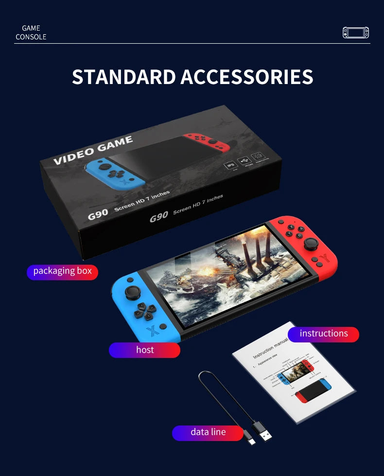 G90 7-inch 64GB 4000mAh portable handheld game console arcade suitable for PSP/PS1 retro TV game controller boys' gift