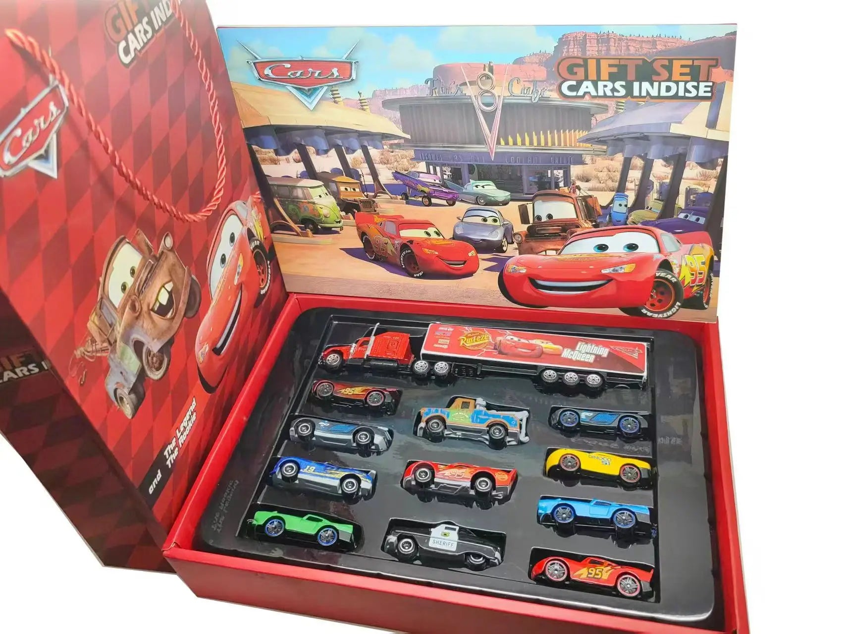 12Pcs Disney Pixar Cars Gift Box Metal Diecast lightning McQueen Car Model Toy Jackson Uncle Truck Boy Birthday Toys