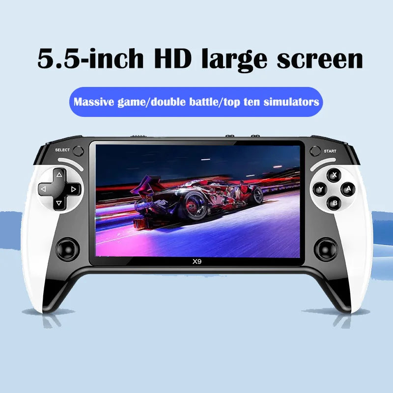 X9 portable game console, 5.5-inch HD screen, multiple languages, retro GBA Arcade video, 8 simulators with 360° non-slip joysti