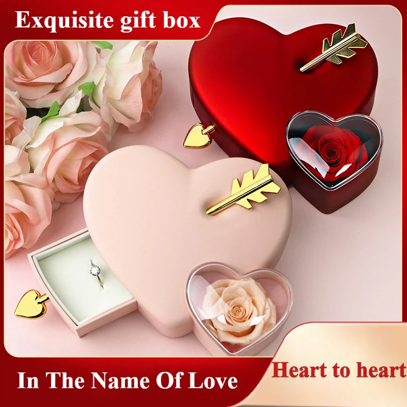 Unique Arrow-Thru-Heart Rose Ring Necklace Box Valentine's Day Creative Love Jewelry Gift Box Packaging