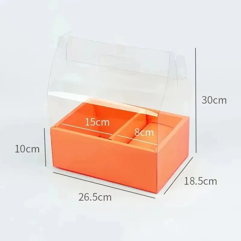 Valentine's Day Flower Cake Gift Box Pink PVC Transparent Hand-held Integrated Cake Box Baking Packaging Gift Fruit Flower Boxes