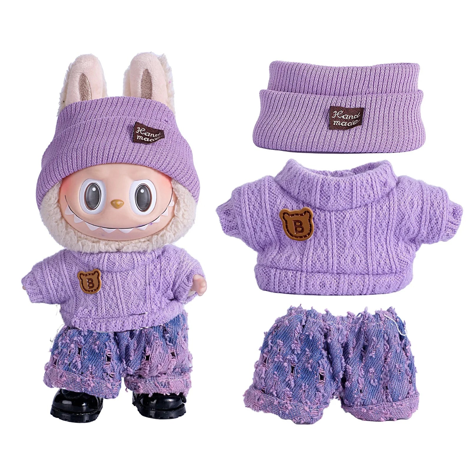 6.7inch labubu Clothing Accessories Set Hat + Clothes + (pants or skirt) Doll Clothes Suitable for Fashion Plush Dolls shoes