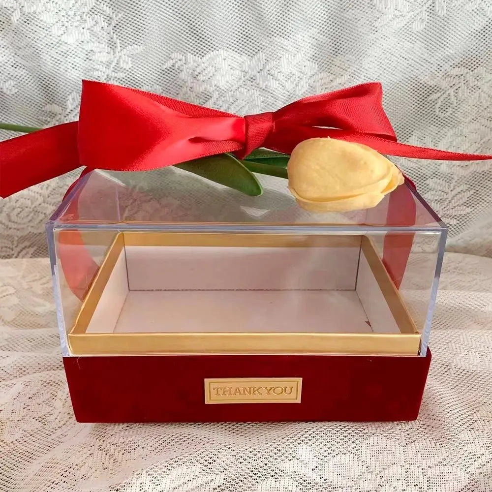 Birthday Party Transparent Wedding Hand Gift Box Acrylic Light Luxury Bow Present Box Valentine's Day Gift Box