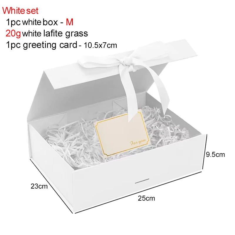 Magnetic Gift Box Kit With Lafite Grass And Greeting Cards Multiple Color Sizes Party Valentine's Day Gifts Folding Box TMZ