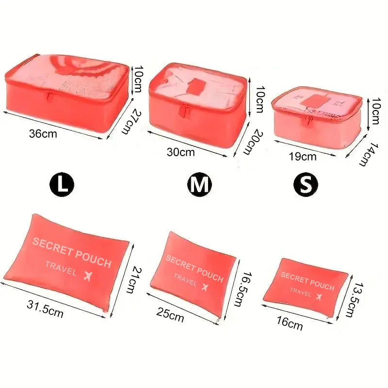 6pcs Travel Organizer Set - Durable Oxford Fabric, Fashionable Women's Packing Cubes For Clothes & Underwear, Hand Washable