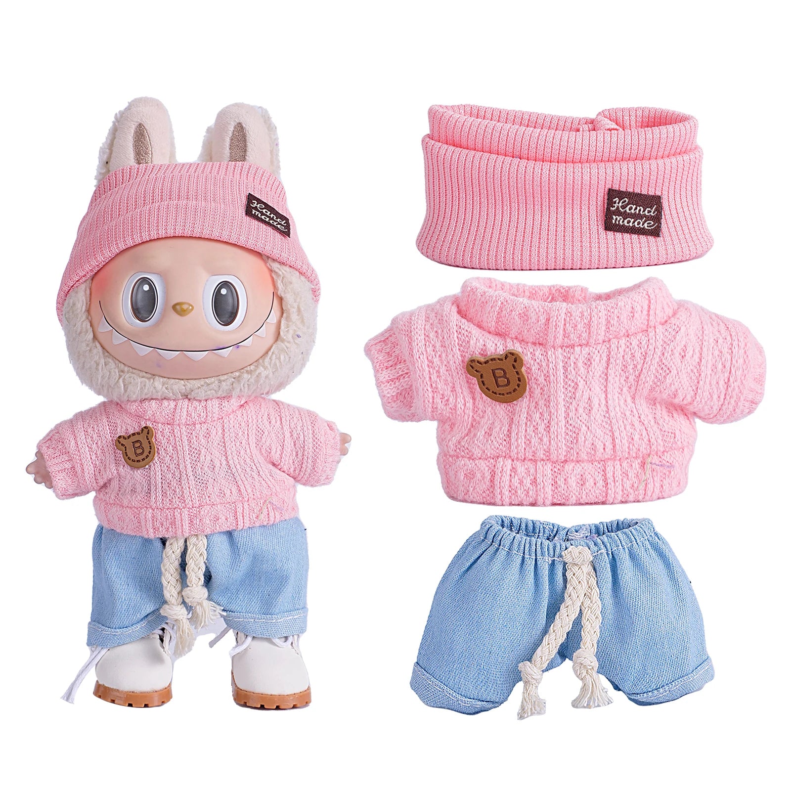 6.7inch labubu Clothing Accessories Set Hat + Clothes + (pants or skirt) Doll Clothes Suitable for Fashion Plush Dolls shoes