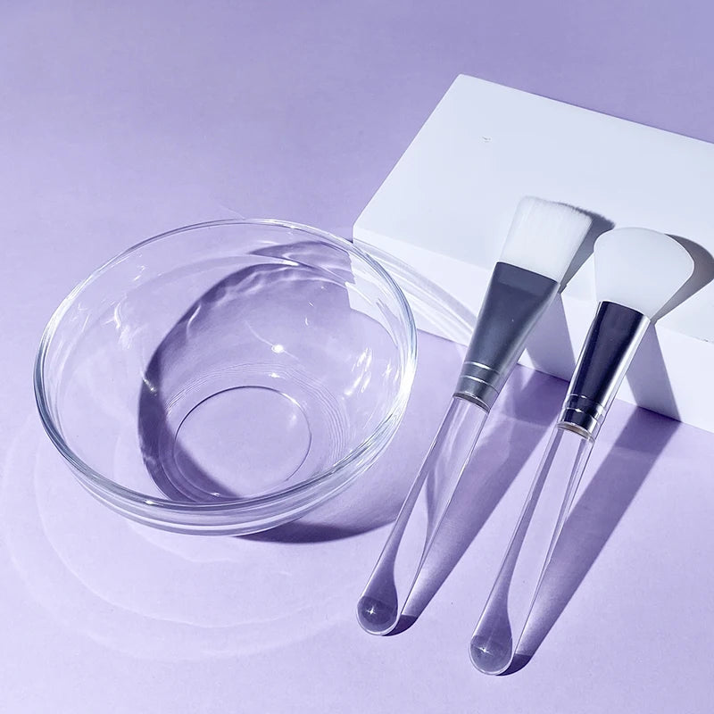 Skin Care DIY Mask Set Clear Rod Mud Mixing Bowl Spoon Set Soft Applicator Brushes for Face Deep Cleaning Portable Beauty Tools