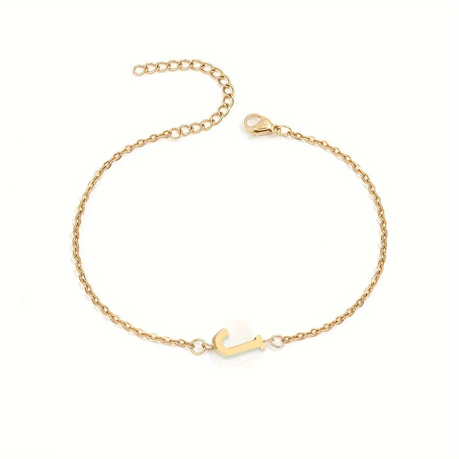 1pc Letter Shape Beads Thin Chain Bracelet, Simple Minimalist Hand Chain Unisex Jewelry Decoration