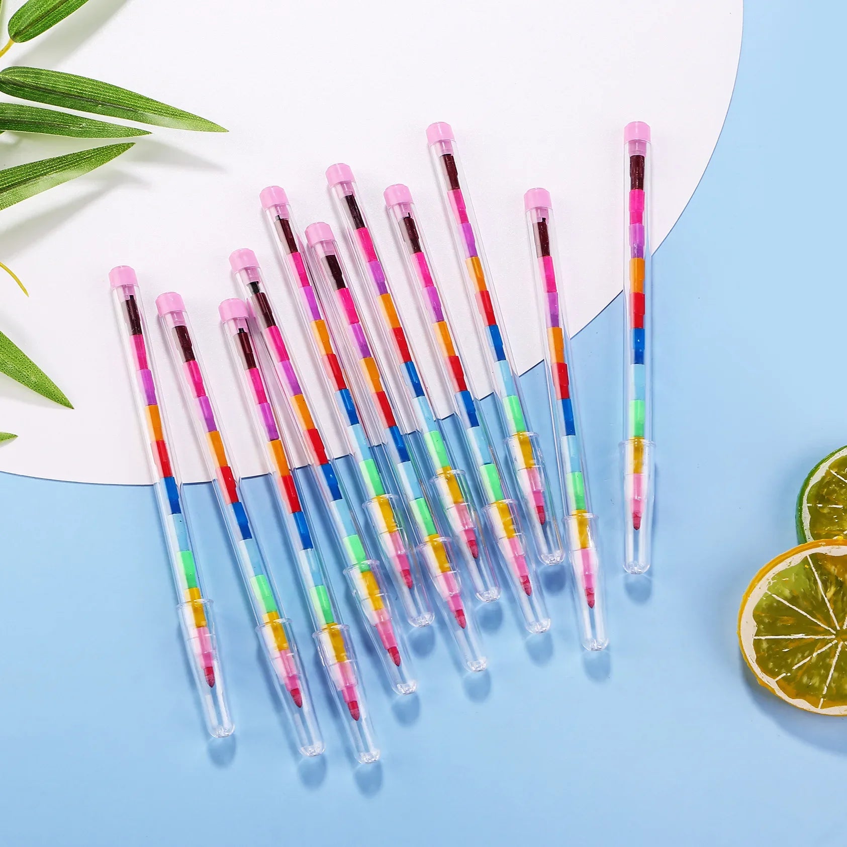 10pcs Stackable Crayons Pencil Colorful Painting Graffiti Kid Party Supplies Birthday Gift Kindergarten School Teacher Prizes