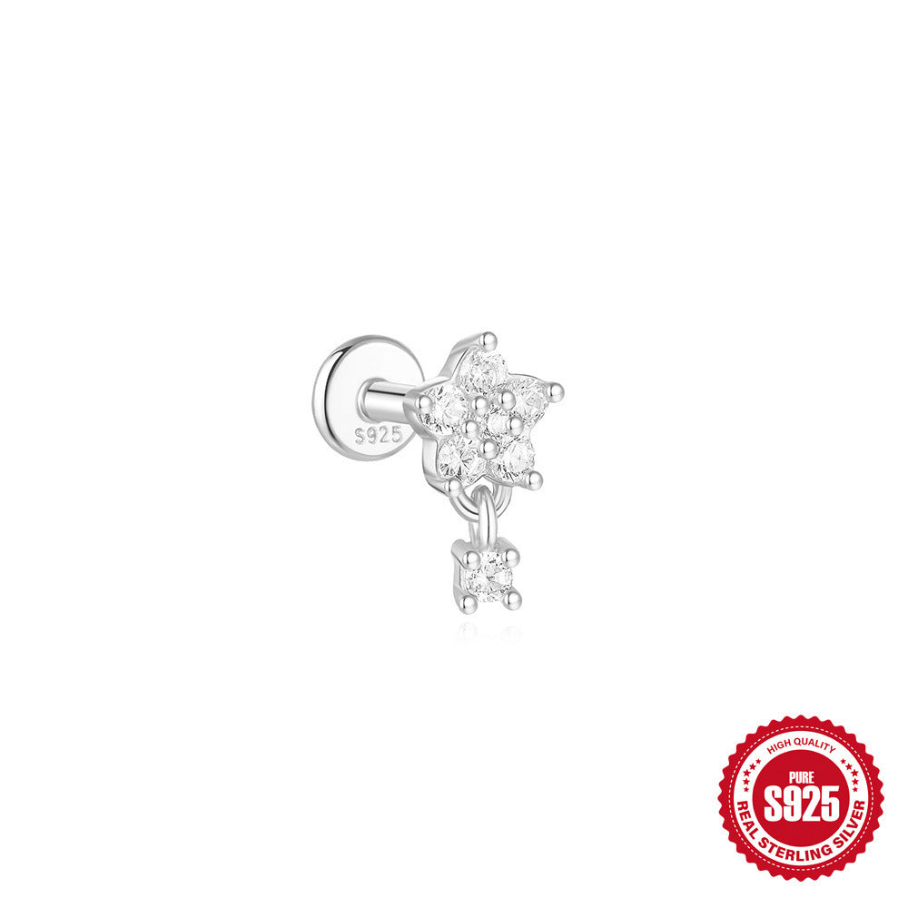 S925 Sterling Silver Stud Earrings With Diamonds For Cartilage Or Ear Bone
