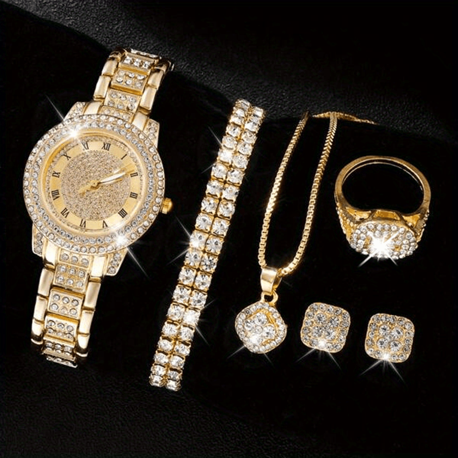1 Piece Of Ladies' Quartz Watch And 6 Pieces Of Jewelry